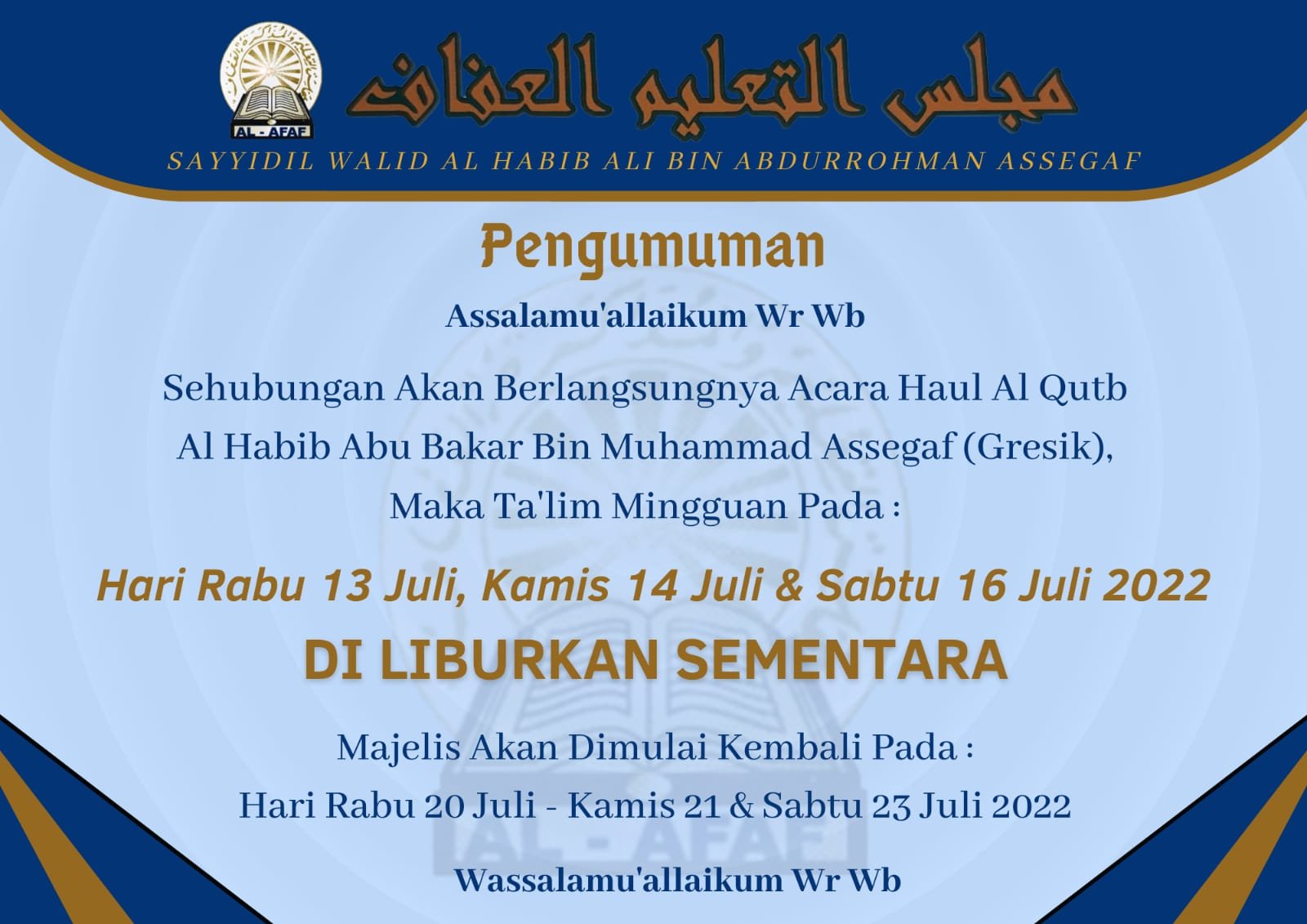 Mengenang Haul Akbar Habib Abu Bakar Assegaf Gresik 2022: Rangkaian Acara dan Live Streaming