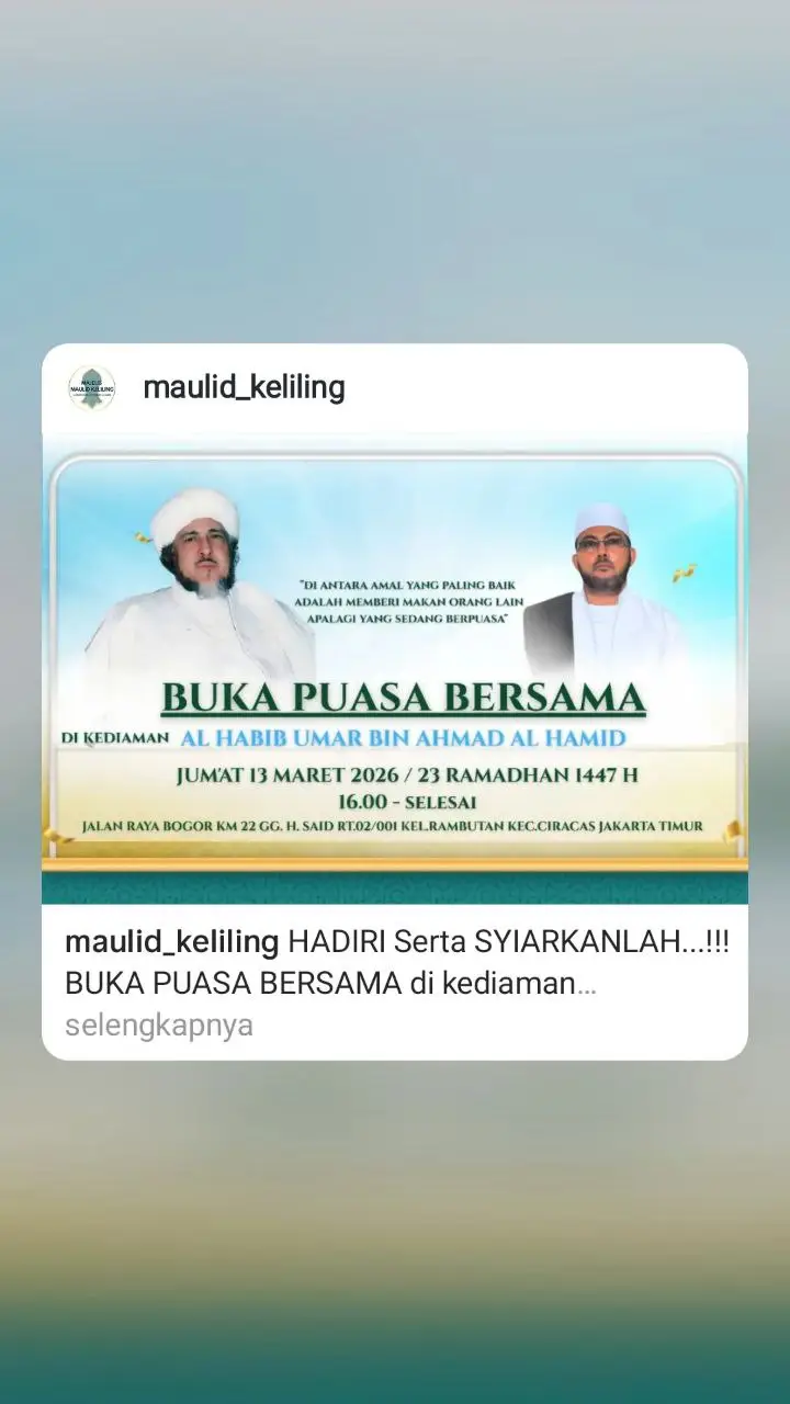Meraih Berkah Ramadhan Bersama Al Habib Umar bin Ahmad Al Hamid di Ciracas