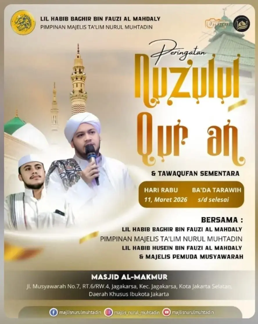 Peringatan Nuzulul Qur’an 2026: Berkah Hadir Bersama Lil Habib Baghir dan Lil Habib Husein di Jakarta