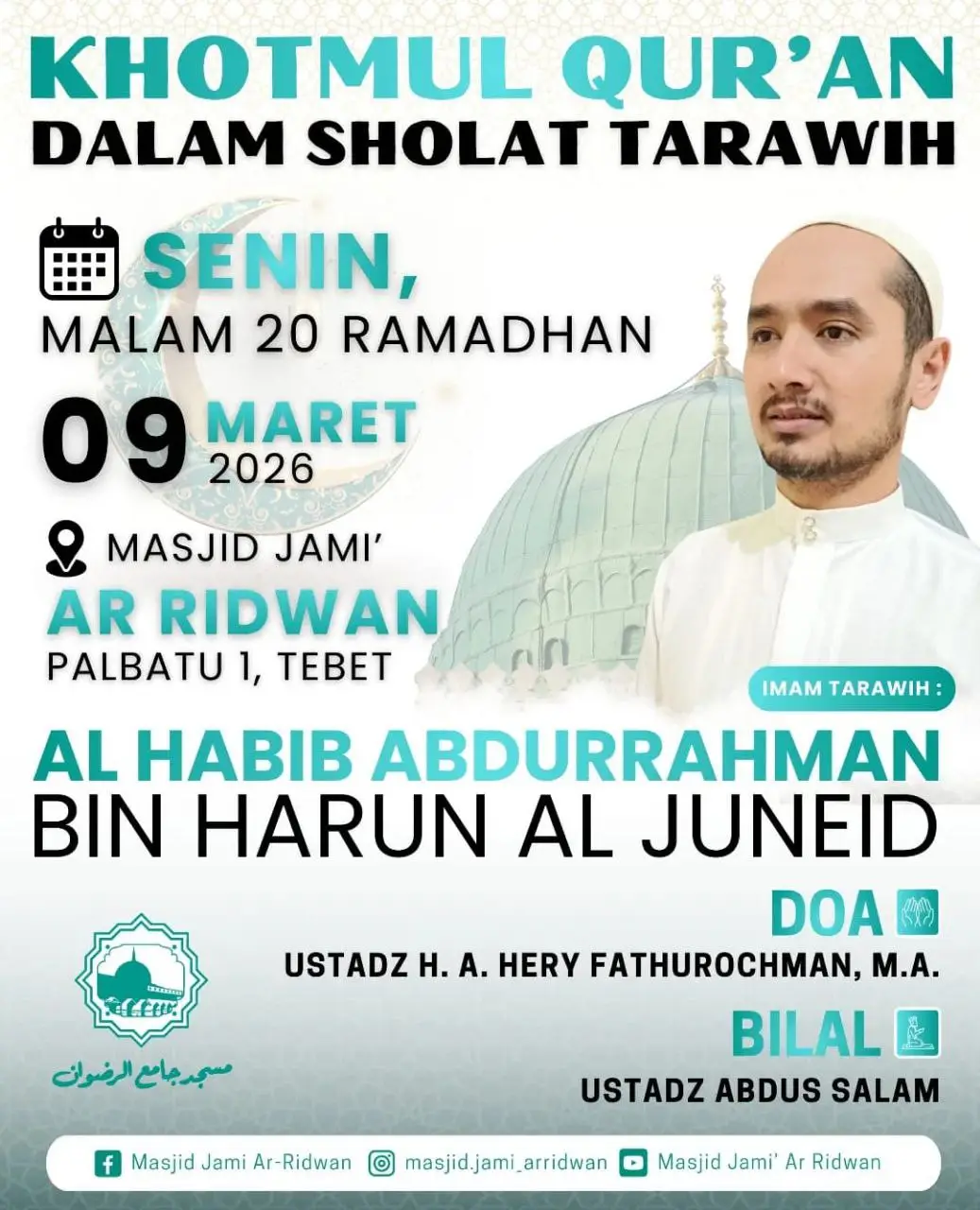 Khotmul Qur’an dalam Sholat Tarawih di Masjid Jami’ Ar Ridwan