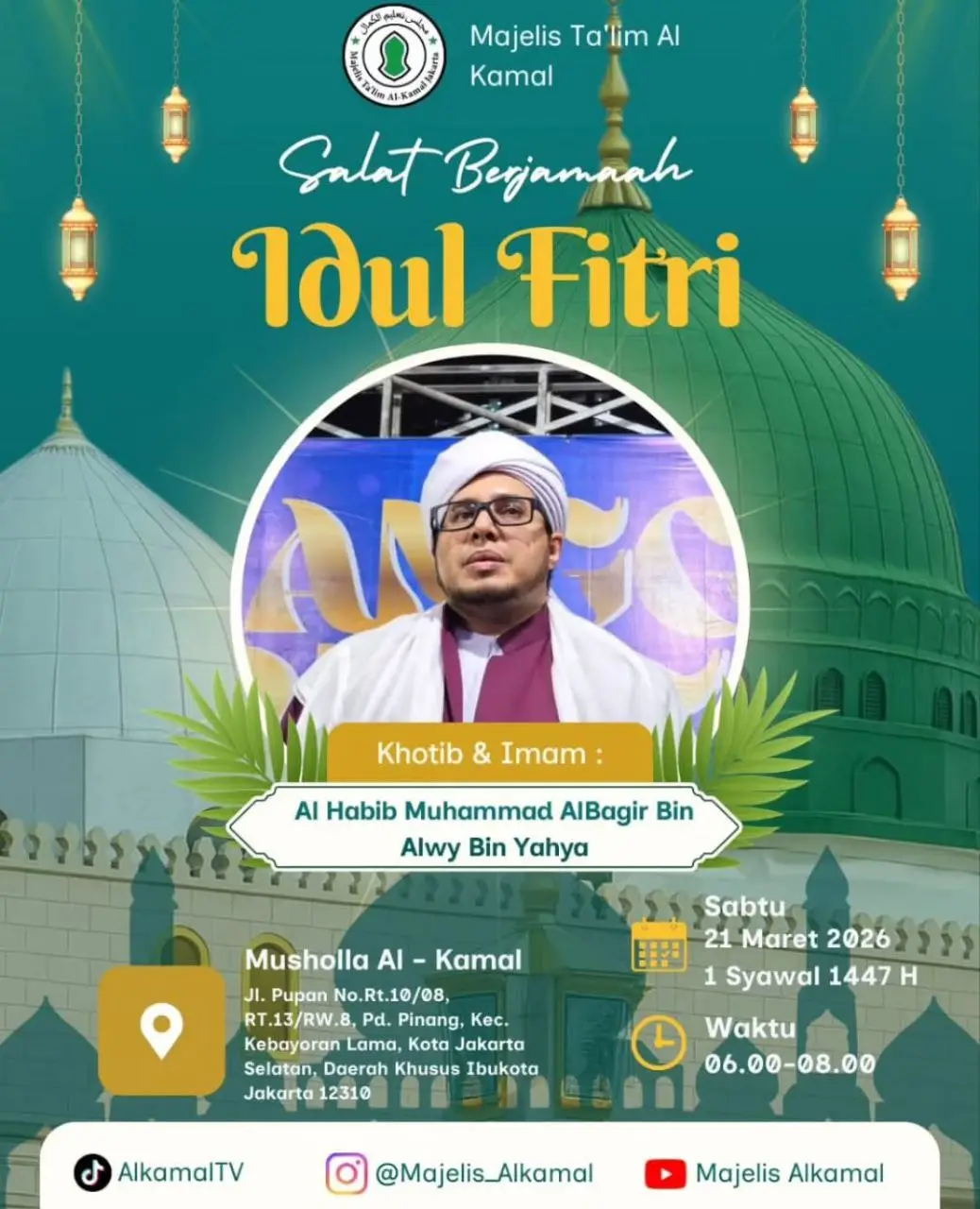 Gema Takbir Mengangkasa di Pondok Pinang: Jadwal Shalat Idul Fitri 1447 H di Musholla Al-Kamal Bersama Habib Muhammad Al-Bagir bin Alwy bin Yahya