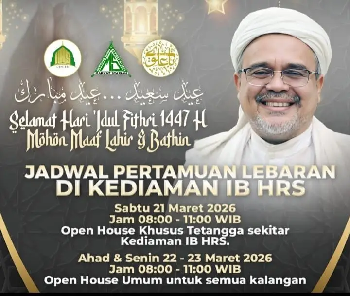 Momen Idul Fitri 1447 H: Habib Rizieq Shihab Gelar Open House Tiga Hari di Petamburan, Terbuka untuk Umum