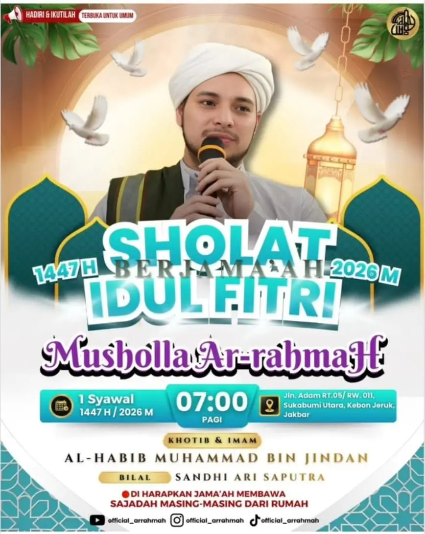 Sholat Idul Fitri 1447 H Bersama Habib Muhammad bin Jindan di Musholla Ar-rahmah, Kebon Jeruk