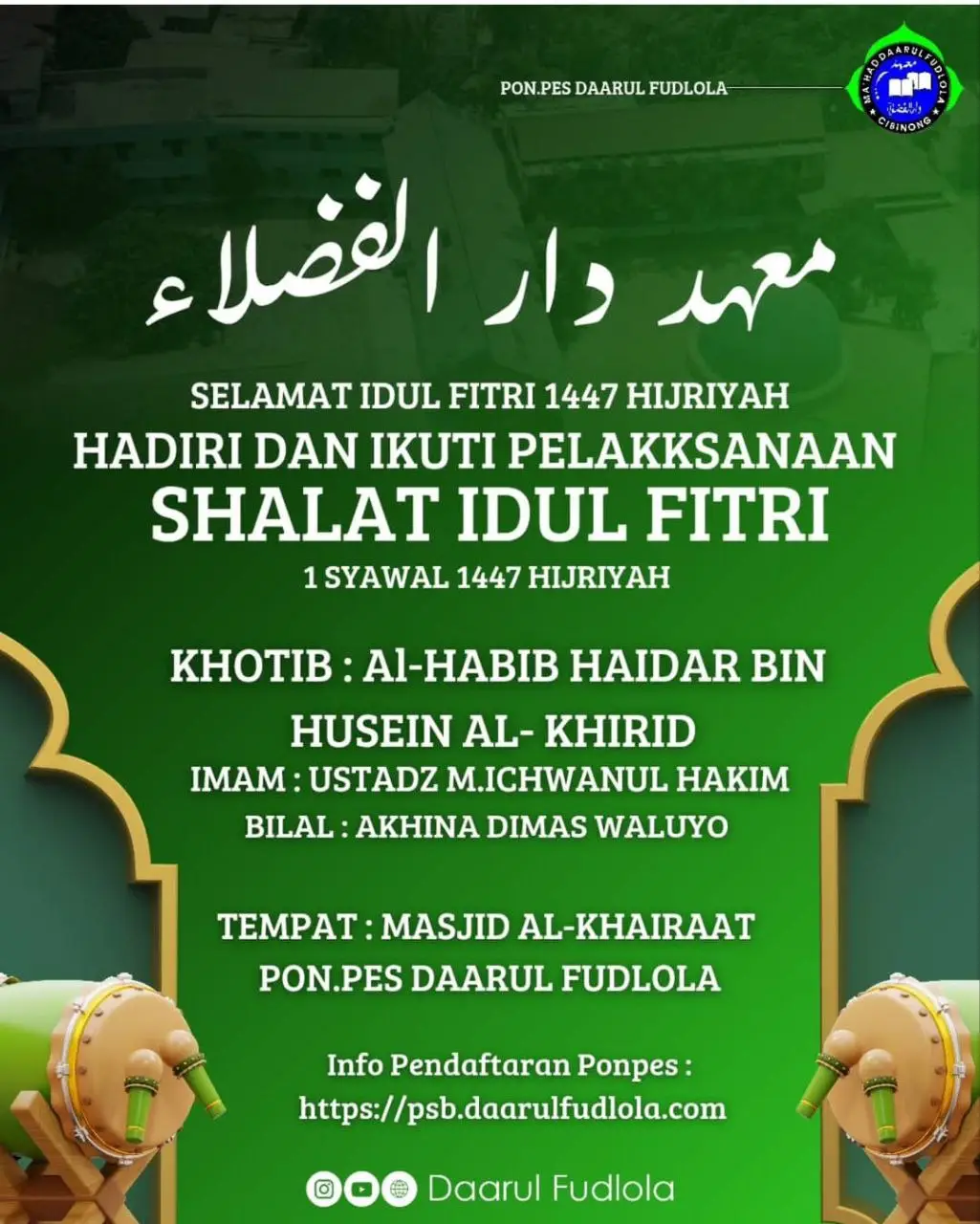 Gema Takbir di Ponpes Daarul Fudlola: Shalat Idul Fitri 1447 H Bersama Al-Habib Haidar Al-Khirid