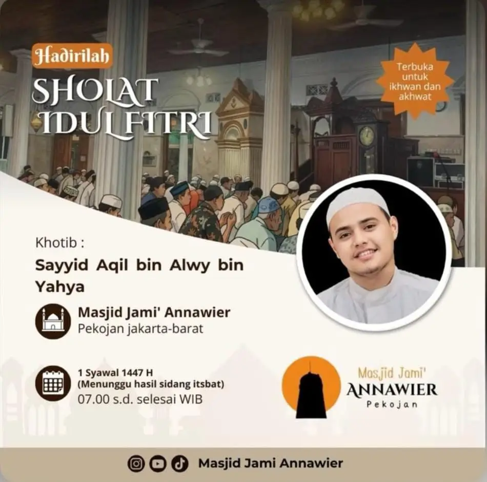 Sholat Idul Fitri 1447 H di Masjid Jami’ Annawier Pekojan Bersama Sayyid Aqil bin Alwy bin Yahya