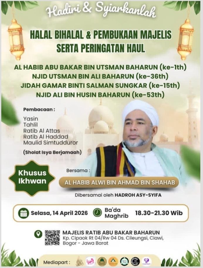 Majelis Ratib Abu Bakar Baharun Gelar Halal Bihalal dan Peringatan Haul di Ciawi, Bogor
