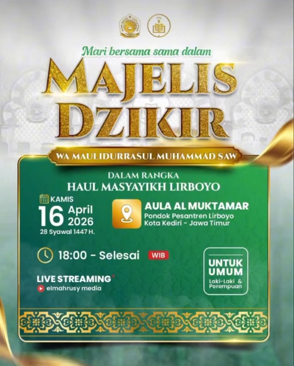 Jadwal Haul Akbar Masyayikh Lirboyo 2026: Majelis Dzikir & Maulid