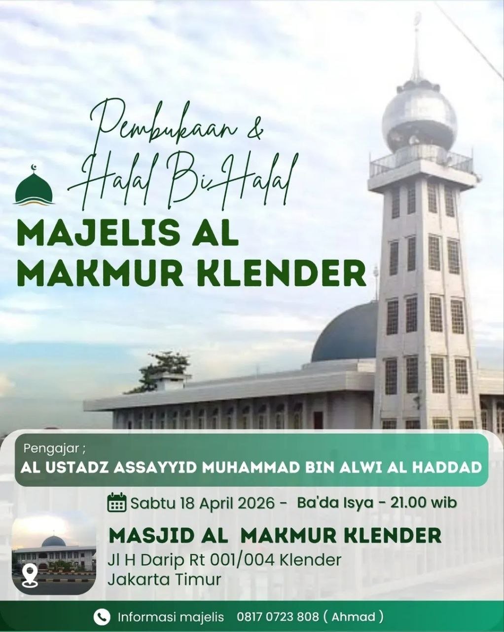 Pembukaan & Halal Bi Halal Majelis Al Makmur Klender