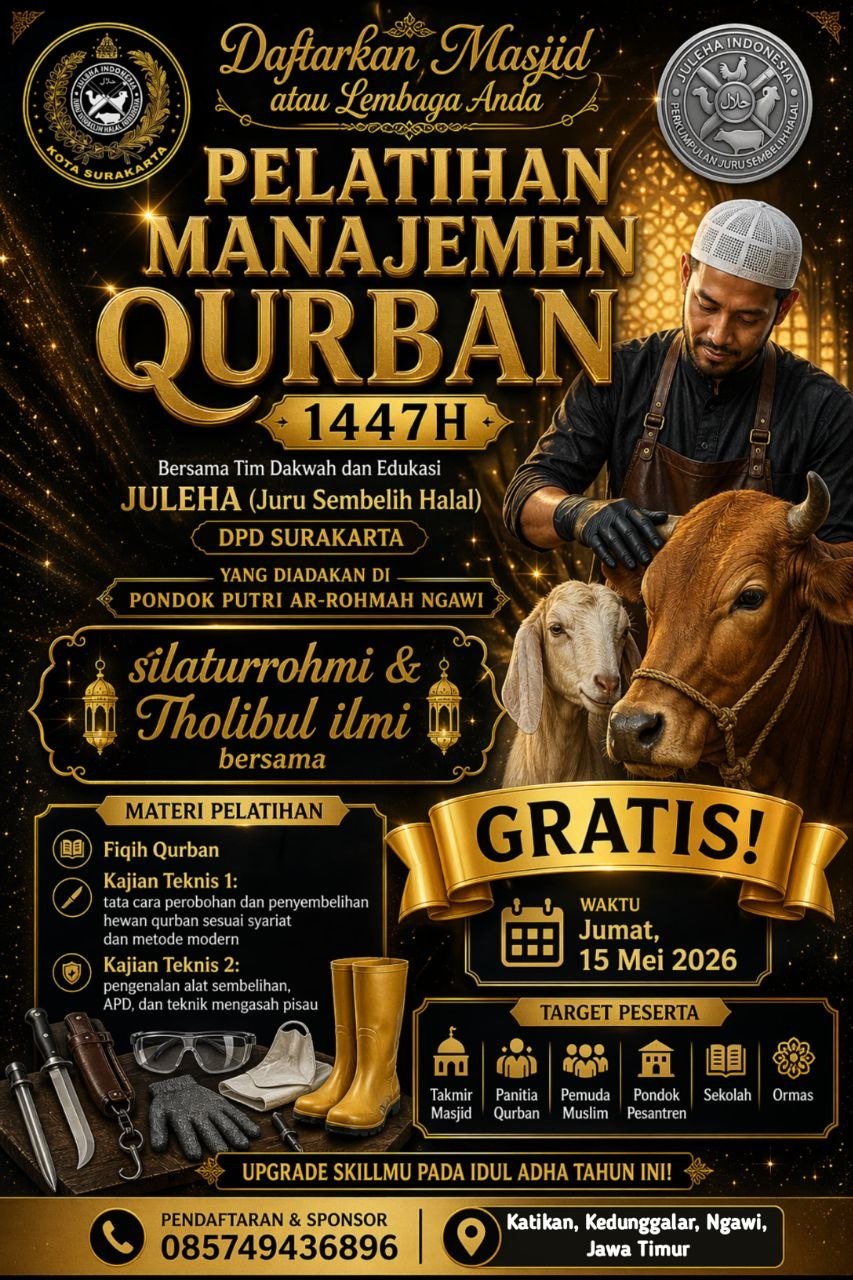 Juleha Surakarta Gelar Pelatihan Manajemen Qurban Gratis di Ngawi: Jadwal dan Cara Daftar
