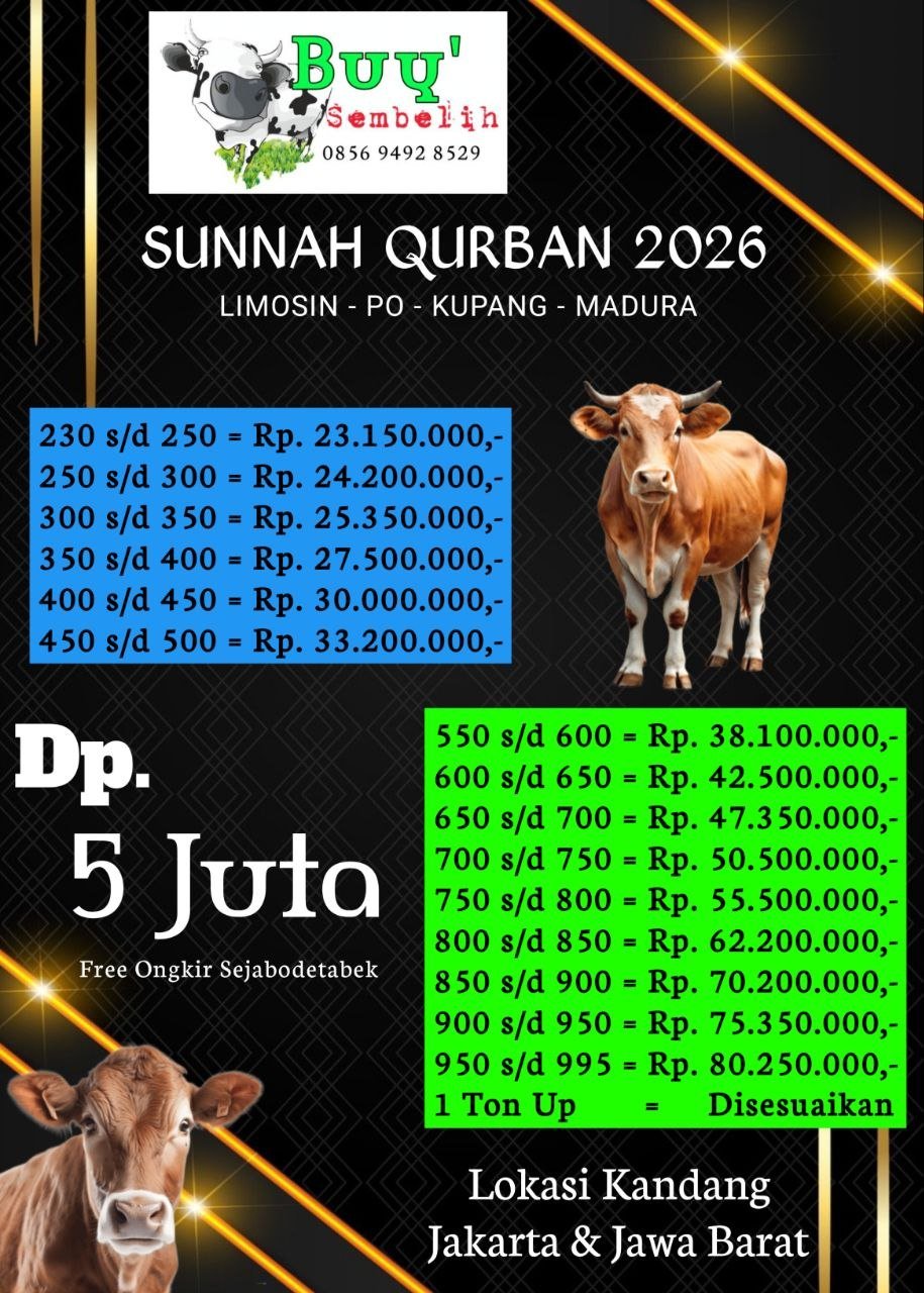 List Harga Kambing & Sapi Qurban Sunnah Qurban Tebet 1447 H