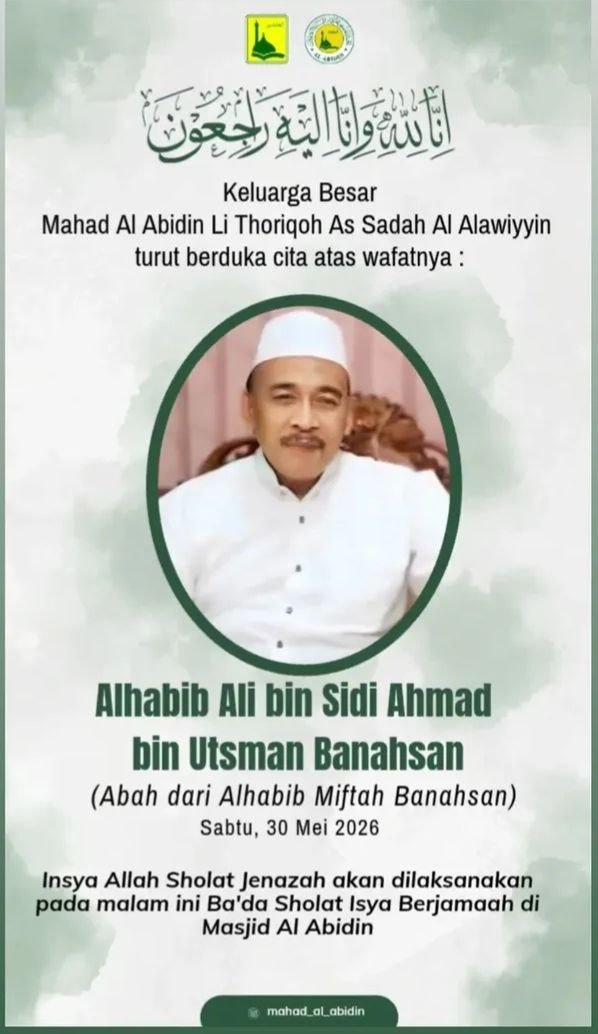 Berita Duka: Wafatnya Alhabib Ali bin Sidi Ahmad bin Utsman Banahsan