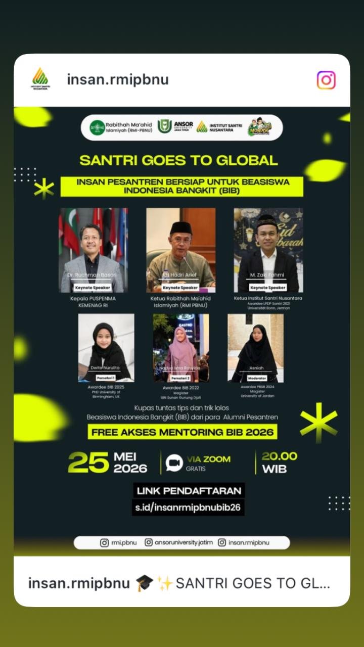 Santri Goes to Global: Tips Lolos Beasiswa Indonesia Bangkit (BIB) untuk Alumni Pesantren