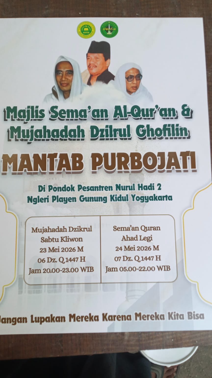 Majlis Sema’an Al-Qur’an & Mujahadah Dzlirul Ghofilin — Ponpes Nurul Hadi 2 Gunung Kidul | 23-24 Mei 2026