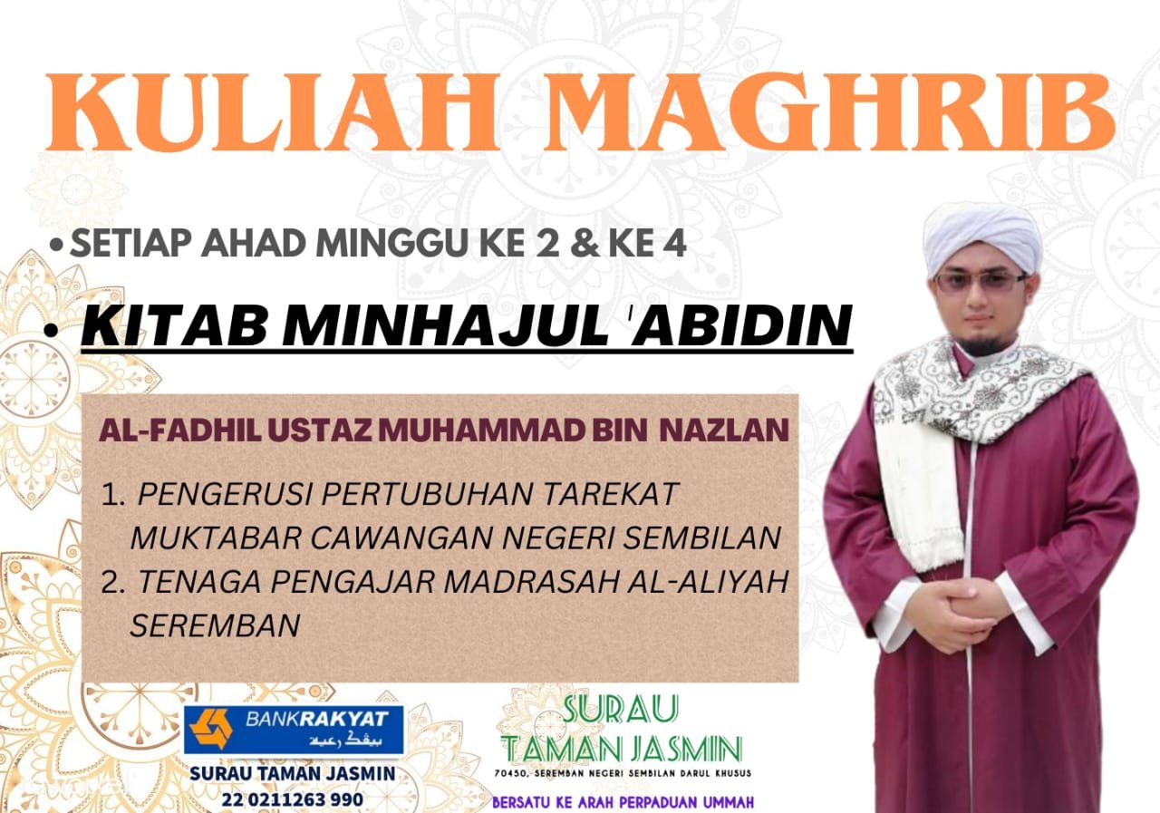 Kuliah Maghrib — Kitab Minhajul ‘Abidin | Setiap Ahad Minggu ke-2 & ke-4