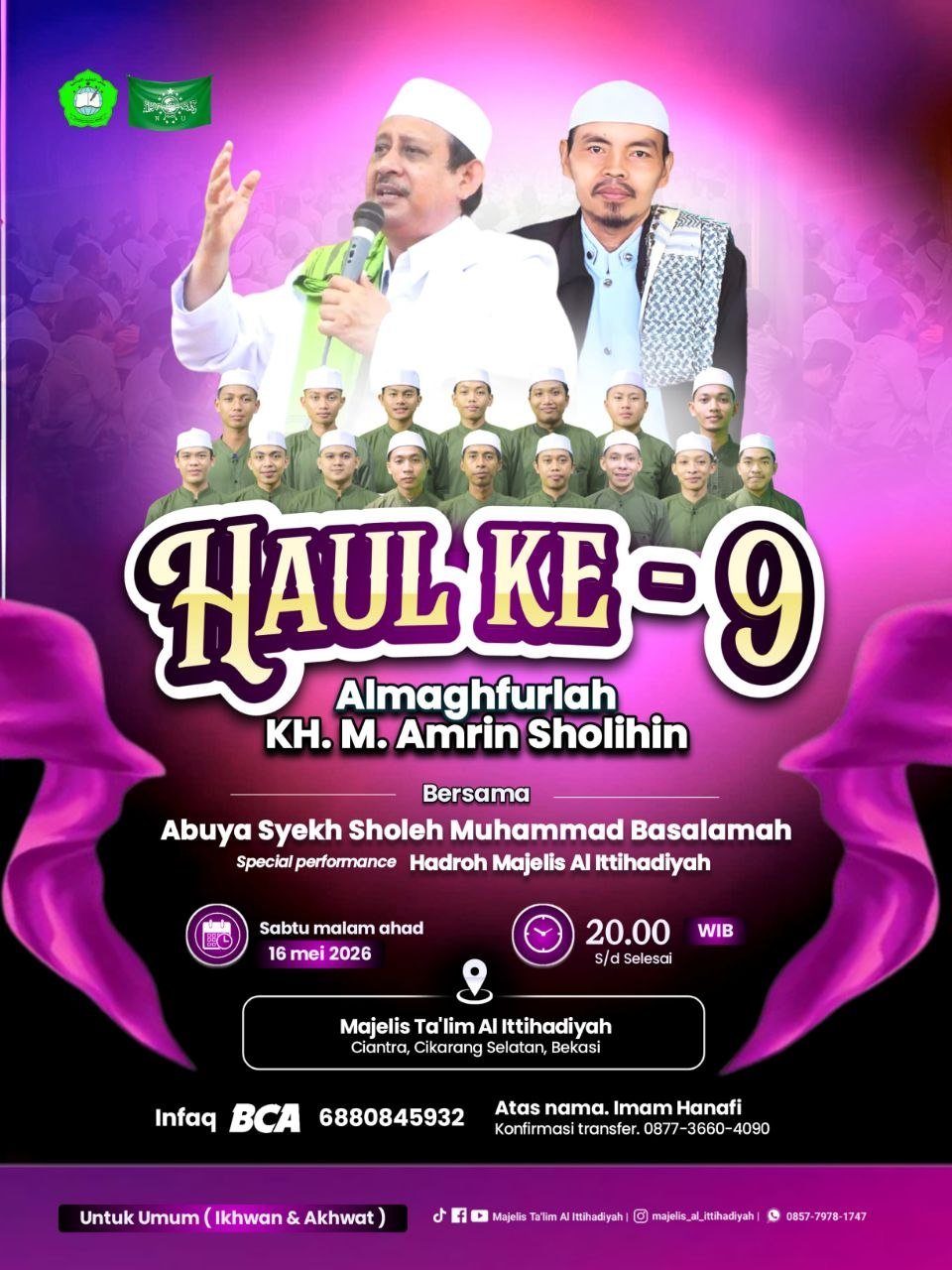 Haul ke-9 KH. M. Amrin Solihin Cikarang 2026: Jadwal, Lokasi, dan Tausiyah Abuya Syekh Sholeh Basalamah