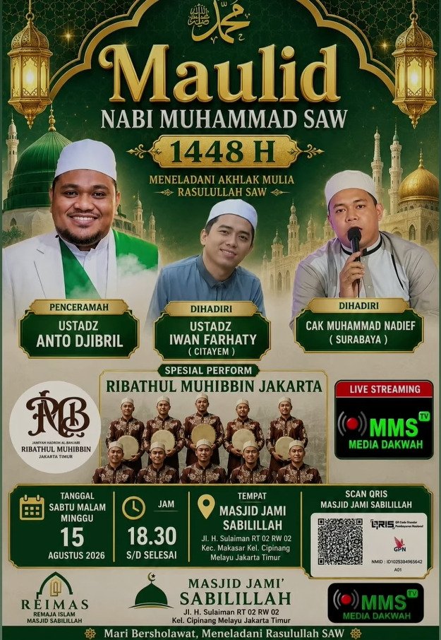 Maulid Nabi Muhammad SAW 1448 H – Remaja Islam Masjid Sabilillah (REIMAS), Kec. Makasar, Kel. Cipinang Melayu, Jakarta Timur
