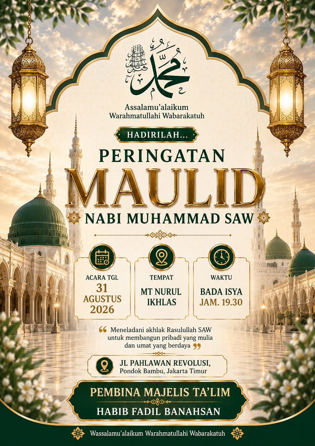 Maulid Nabi SAW, Habib Fadil Banahsan – Pondok Bambu, Jakarta Timur (31-08-2026)