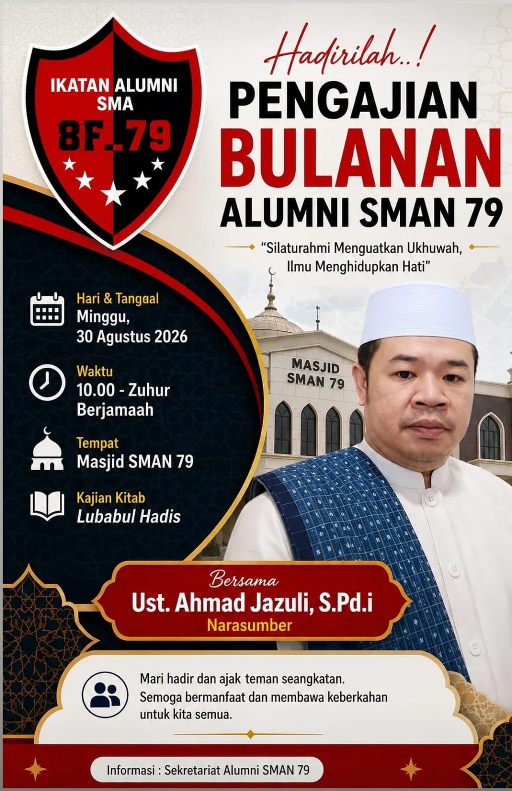 Pengajian Bulanan Alumni SMAN 79, Ust. Ahmad Jazuli dkk. (30-08-2026)