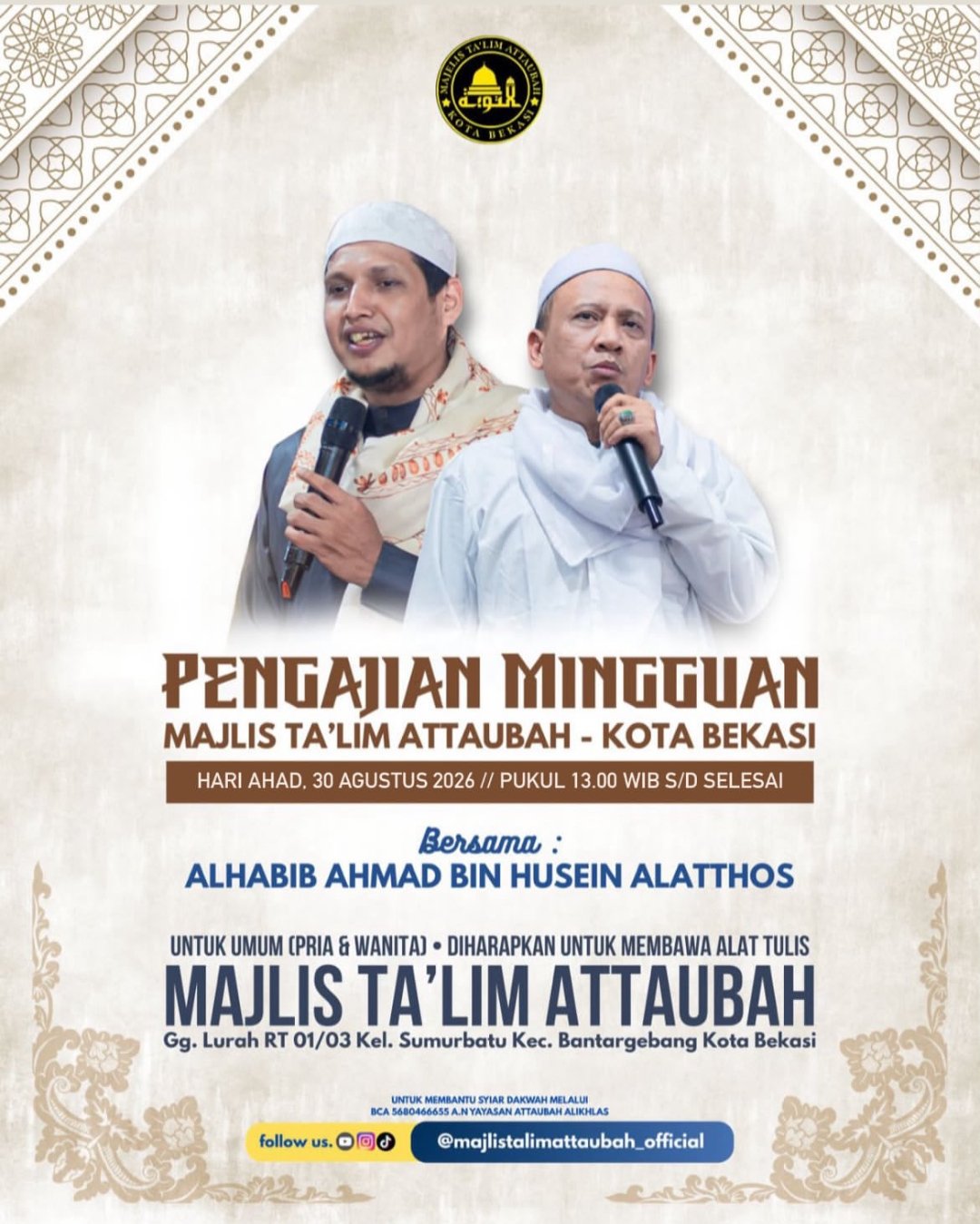 Pengajian Mingguan Majlis Talim Attaubah, Alhabib Ahmad bin Husein Alatthos – Gg….