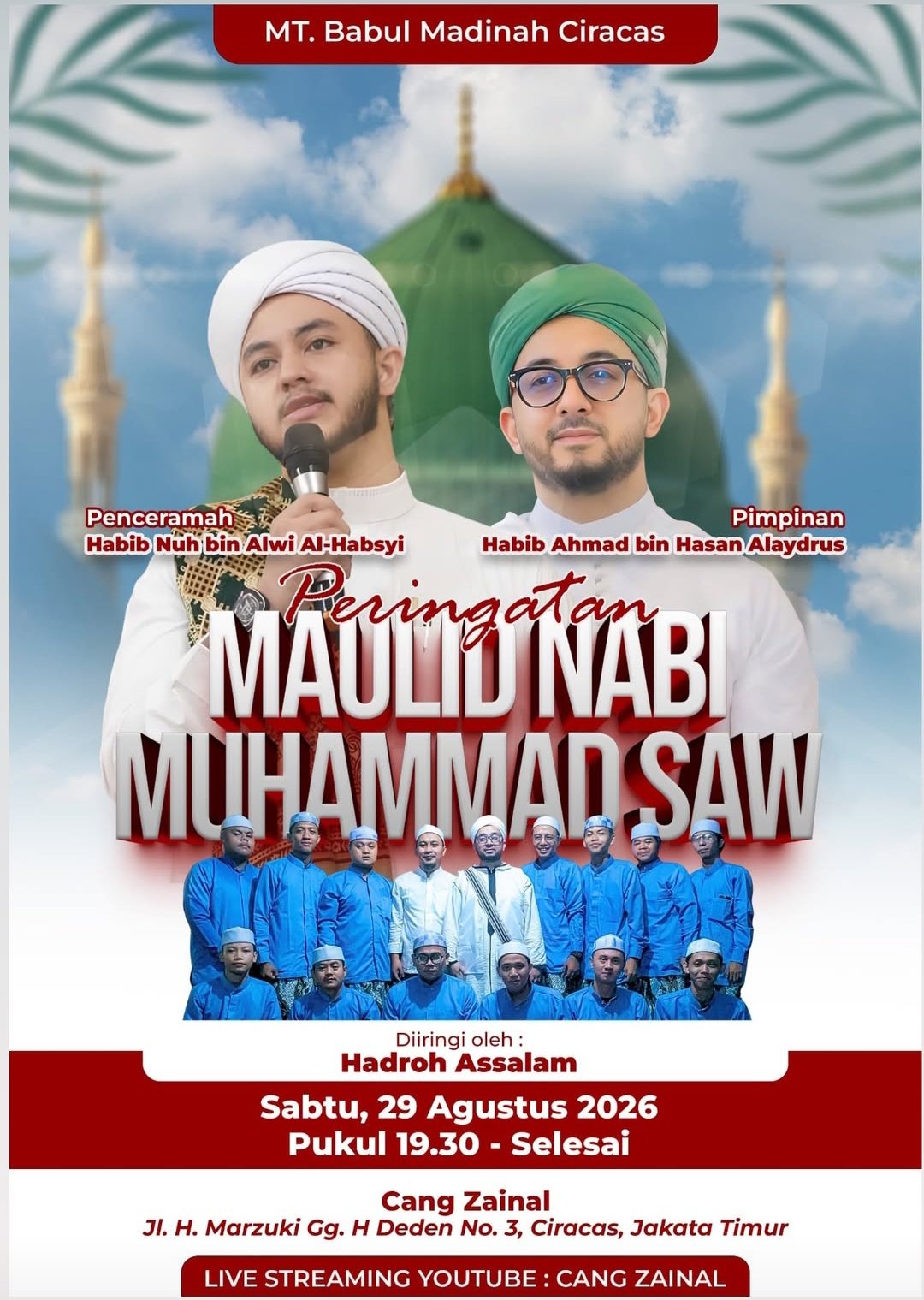 Maulid Nabi SAW, Habib Nuh bin Alwi Al-Habsyi – Ciracas, Jakarta Timur (29-08-2026)