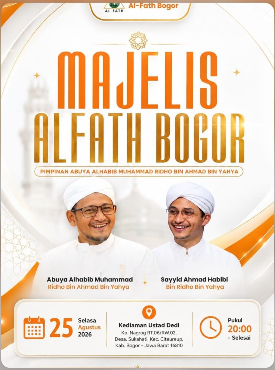 Majelis Alfath Bogor, Abuya Alhabib Muhammad Ridho Bin Ahmad Bin Yahya dkk. – Kab….