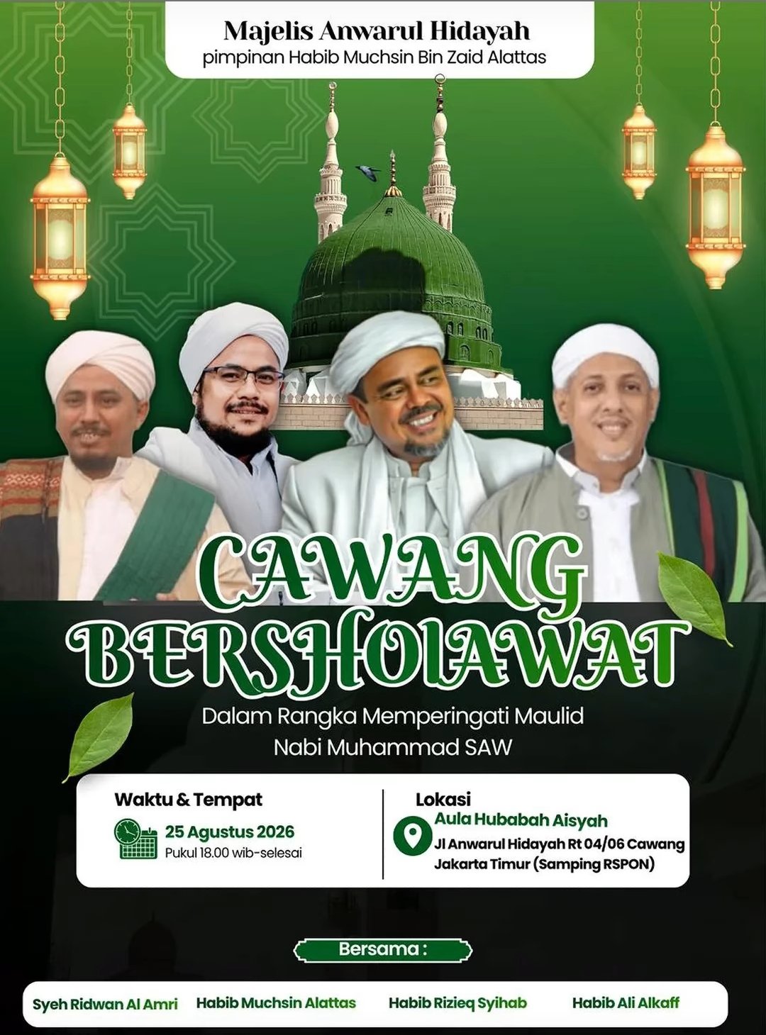 Cawang Bersholawat Dalam Rangka Memperingati Maulid Nabi SAW, Syeh Ridwan Al Amri dkk….