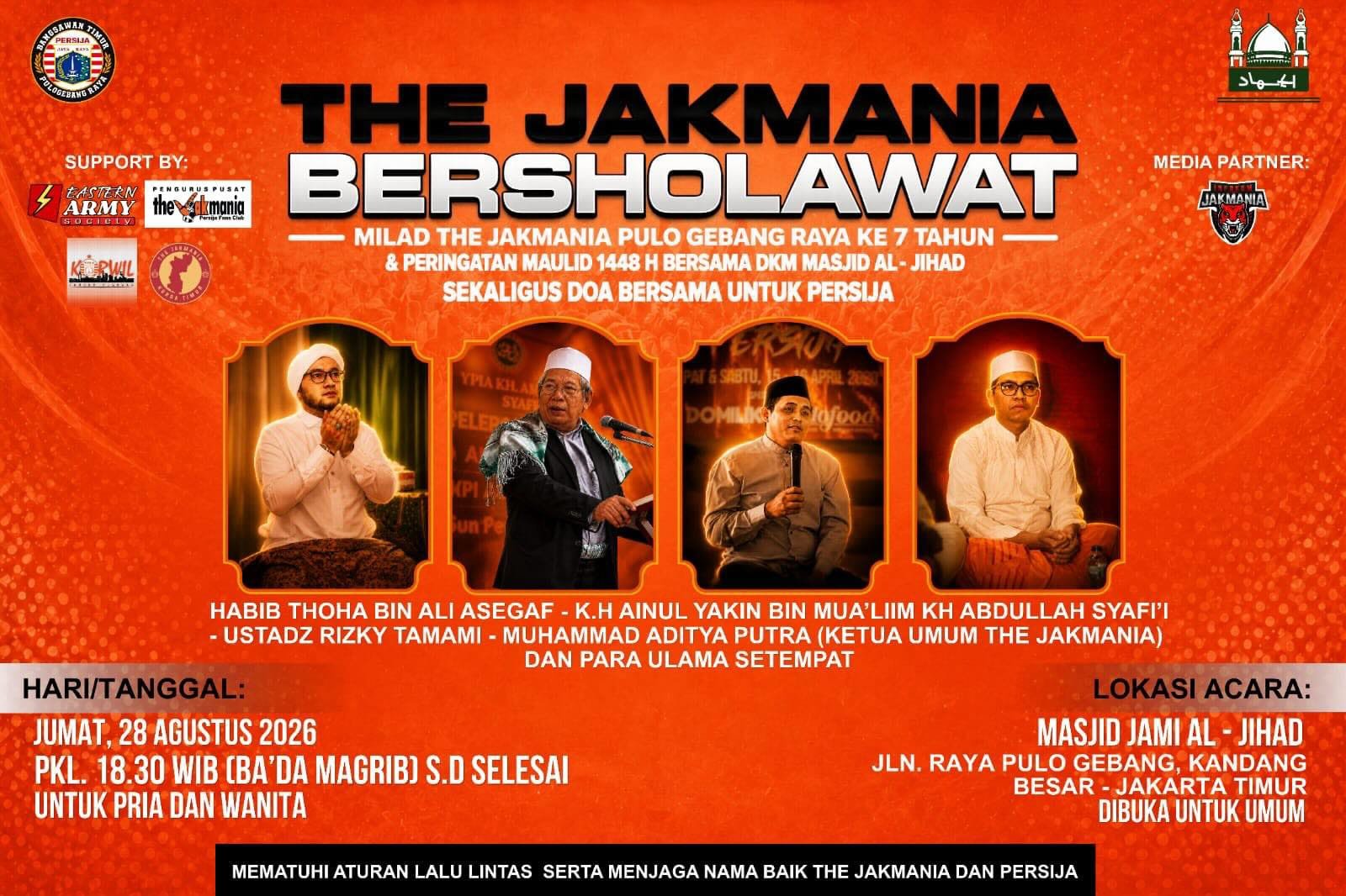 The Jakmania Bersholawat Milad The Jakmania Pulo Gebang Raya ke-7 Tahun & Peringatan Maulid 1448 H