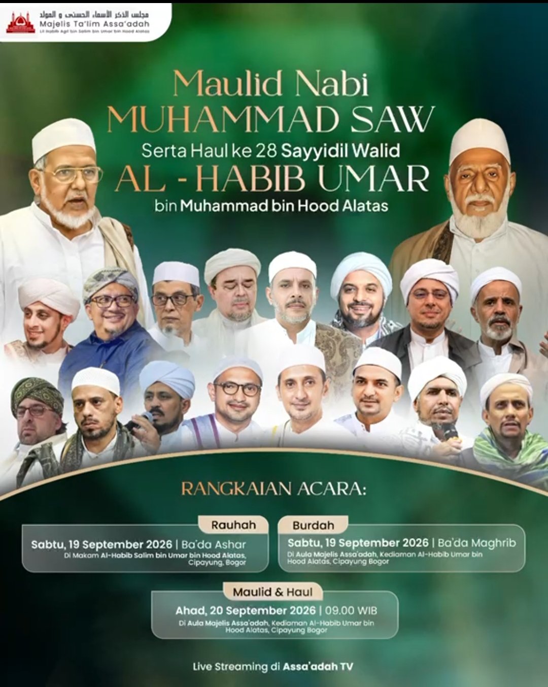 Maulid Nabi SAW Serta Haul ke 28 Sayyidil Walid Al-Habib Umar bin Muhammad bin Hood…