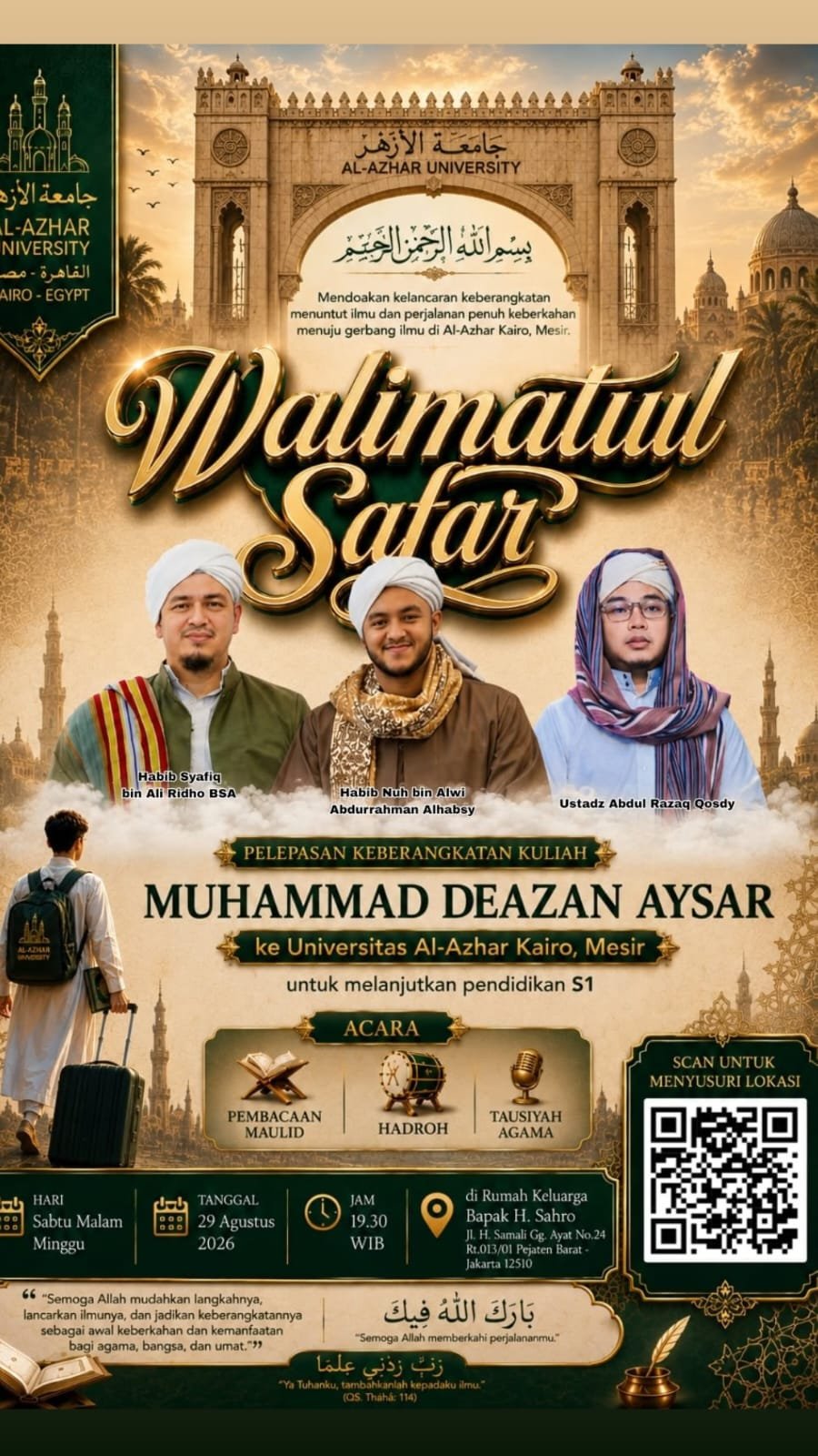 Walimatul Safar Muhammad Deazan Aysar, Habib Syafiq bin Ali Ridho BSA dkk. – Jl. H….