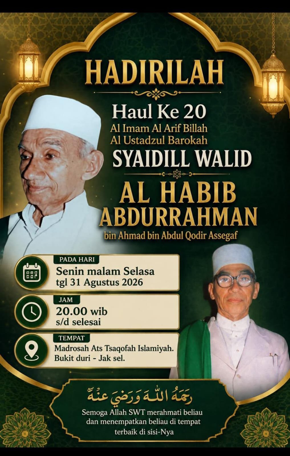Haul Ke 20 Al Imam Al Arif Billah Al Ustadzul Barokah Syaidill Walid Al Habib…
