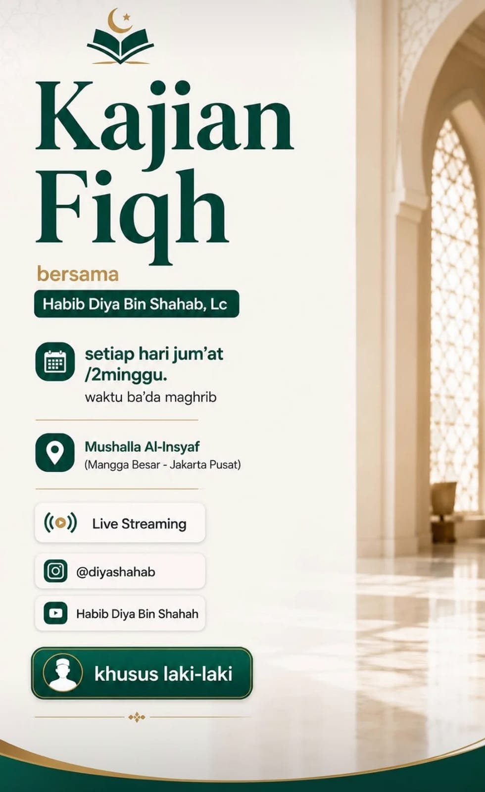 Pengajian Fiqh, Habib Diya Bin Shahab dkk. – Mangga Besar, Jakarta Pusat (04-09-2026)