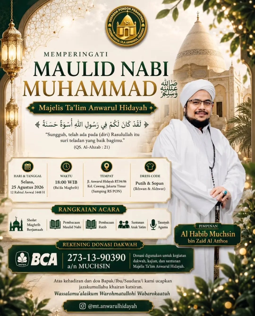 Memperingati Maulid Nabi Muhammad SAW Bersama Al Habib Muchsin bin Zaid Al Atthos – Kel. Cawang, Jakarta Timur (Samping RS PON)