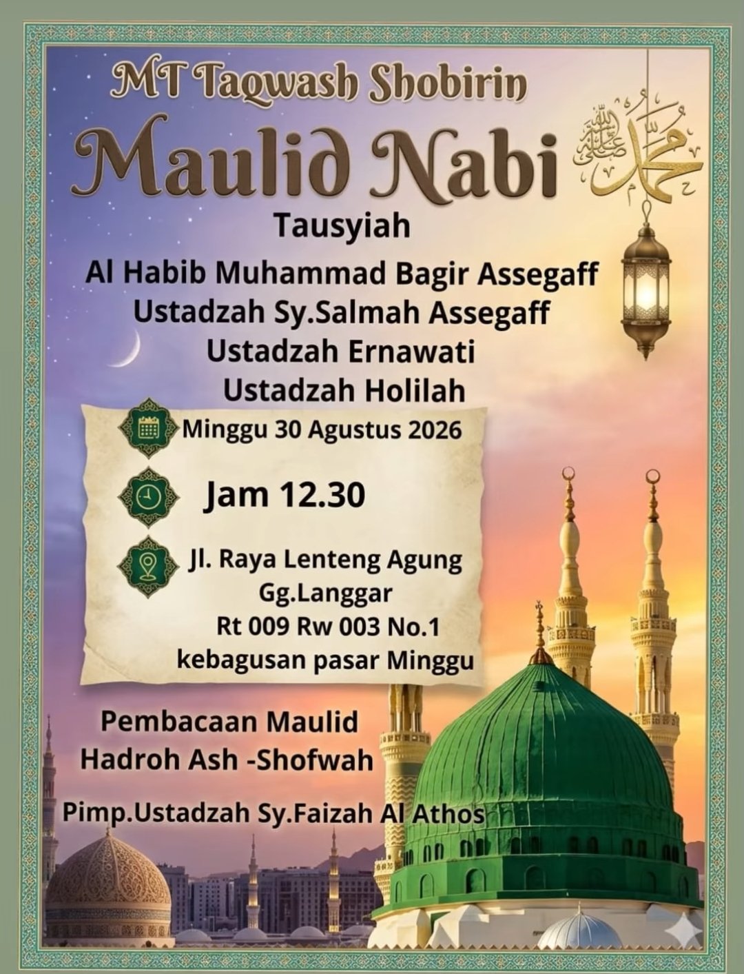 Maulid Nabi SAW, Al Habib Muhammad Bagir Assegaff dkk. – Pasar Minggu (30-08-2026)
