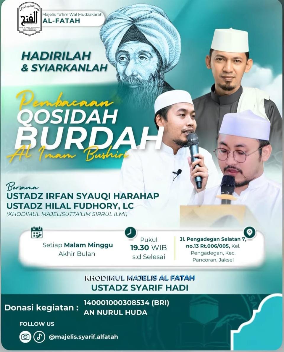 Pembacaan Qosidah Burdah Al Imam Bushiri, Ustadz Irfan Syauqi Harahap dkk. – Kec….