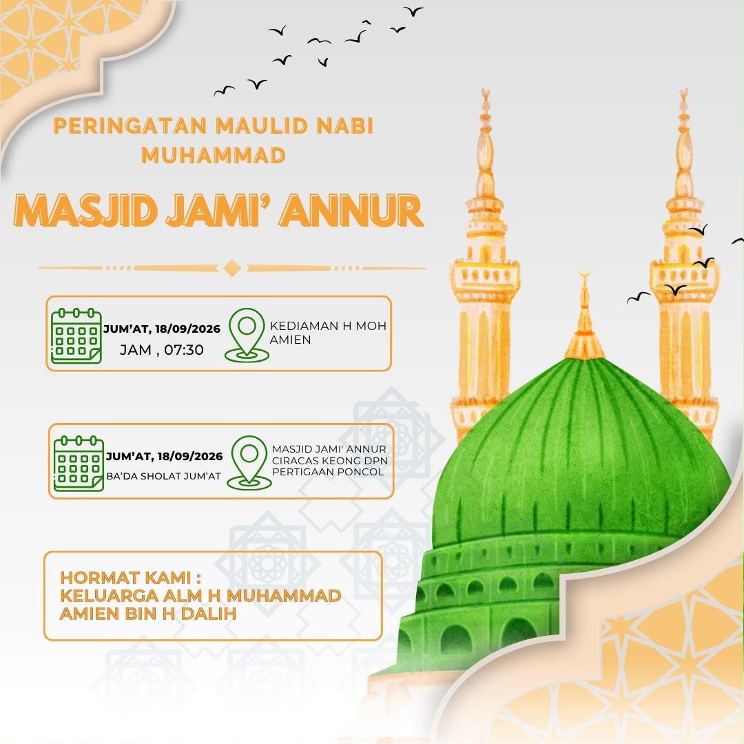 Maulid Nabi SAW – Keluarga Alm H Muhammad Amien bin H Dalih – Ciracas Keong depan…
