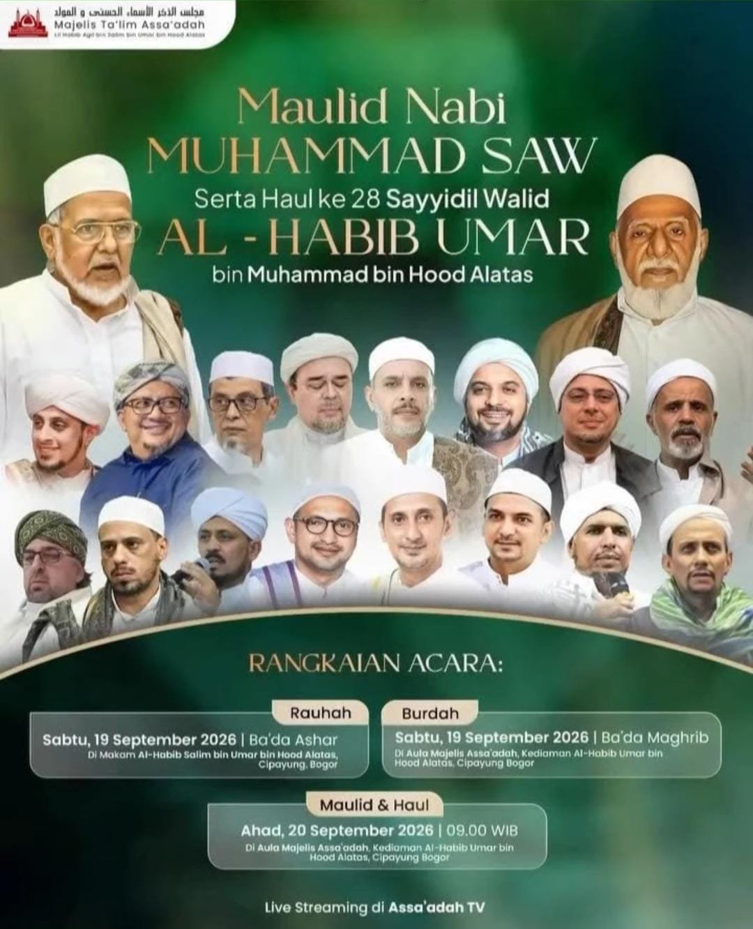Maulid Nabi SAW Serta Haul ke 28 Sayyidil Walid Al-Habib Umar bin Muhammad bin Hood…