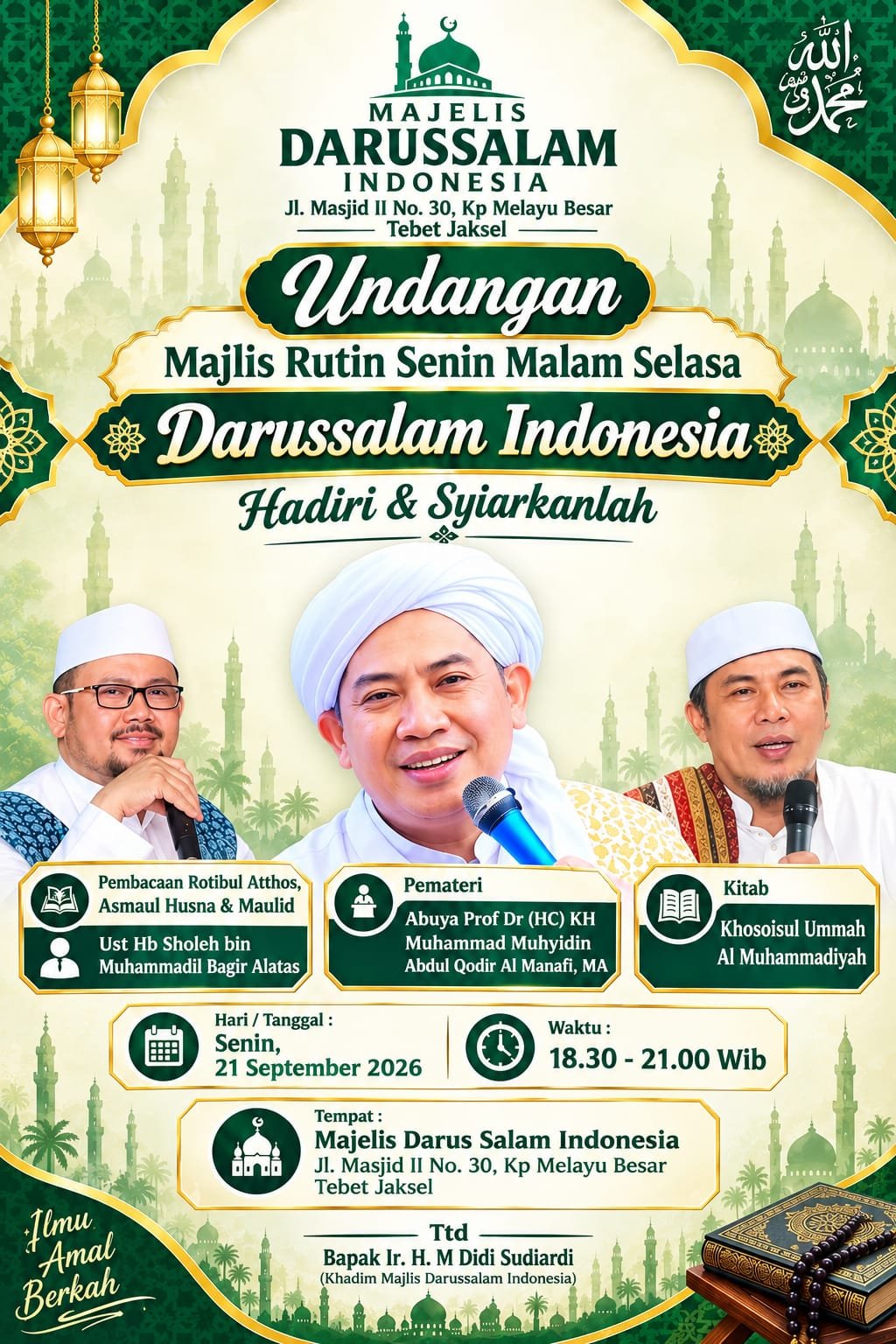 Majlis Rutin Senin Malam Selasa Darussalam Indonesia, Ust Hb Sholeh bin Muhammadil…