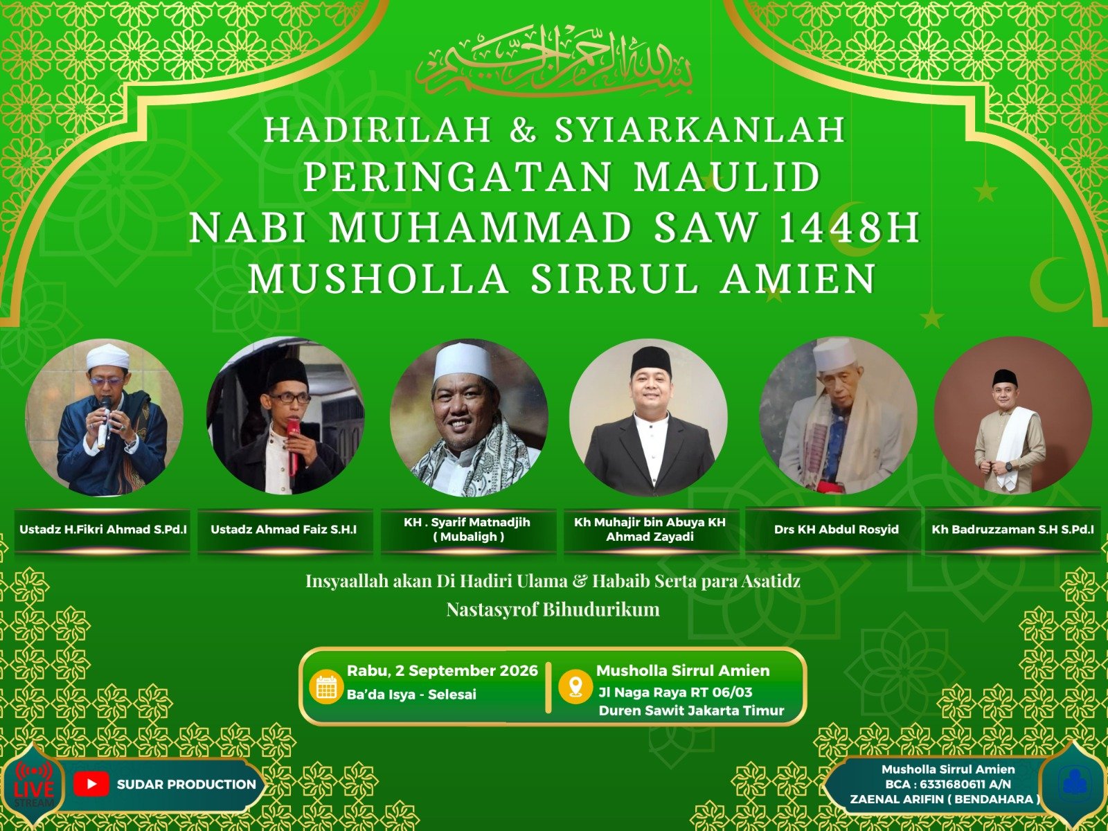 Maulid Nabi SAW 1448H, Ustadz H.Fikri Ahmad S.Pd.I dkk. – Duren Sawit, Jakarta Timur…