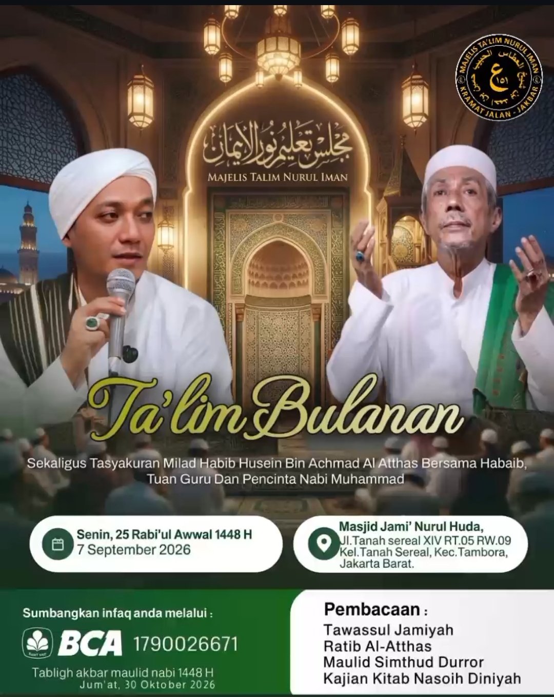 Talim Bulanan Sekaligus Tasyakuran Milad Habib Husein Bin Achmad Al Atthas – Majelis…