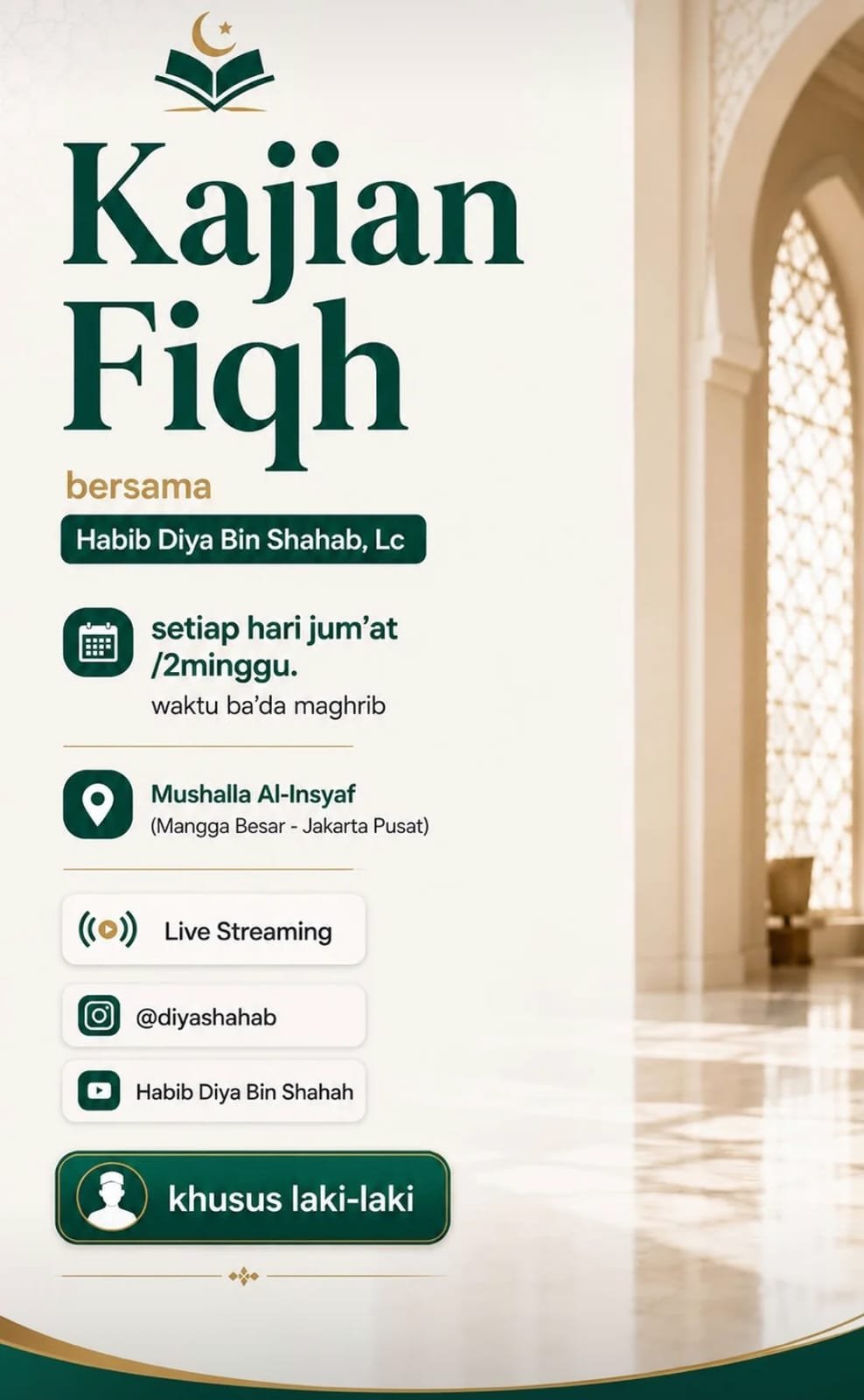 Pengajian Fiqh, Habib Diya Bin Shahab dkk. – Mangga Besar, Jakarta Pusat (02-10-2026)