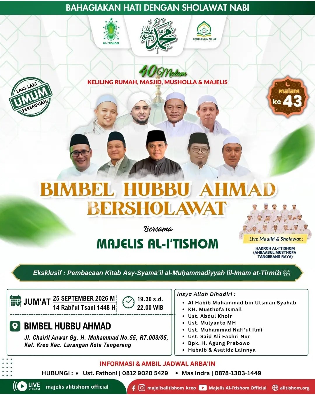 Bimbel Hubbu Ahmad Bersholawat bersama Majelis Al-I’tishom, Al Habib Muhammad bin…