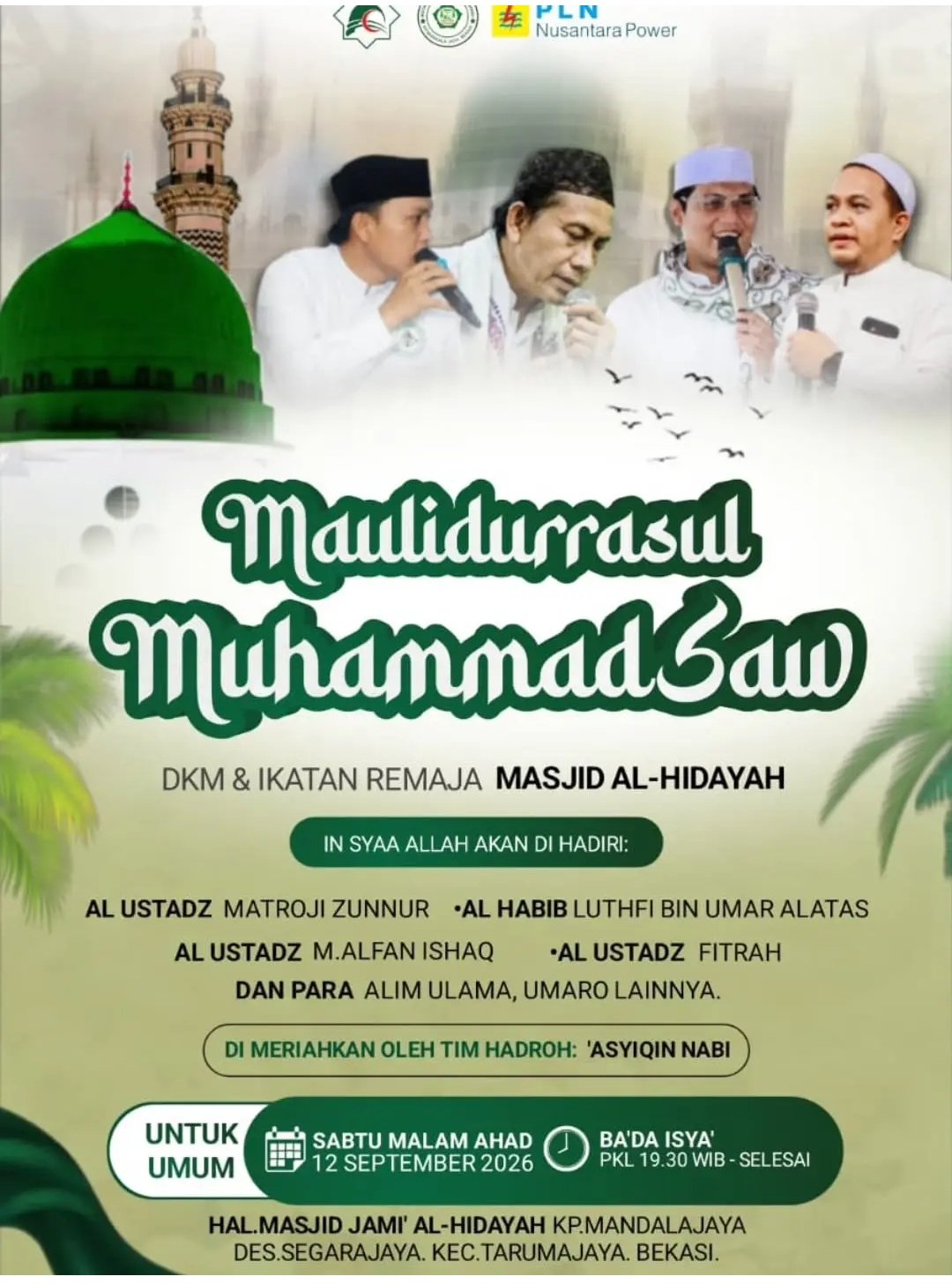 Maulidurrasul Muhammad SAW, Al Ustadz Matroji Zunnur dkk. – Bekasi (12-09-2026)