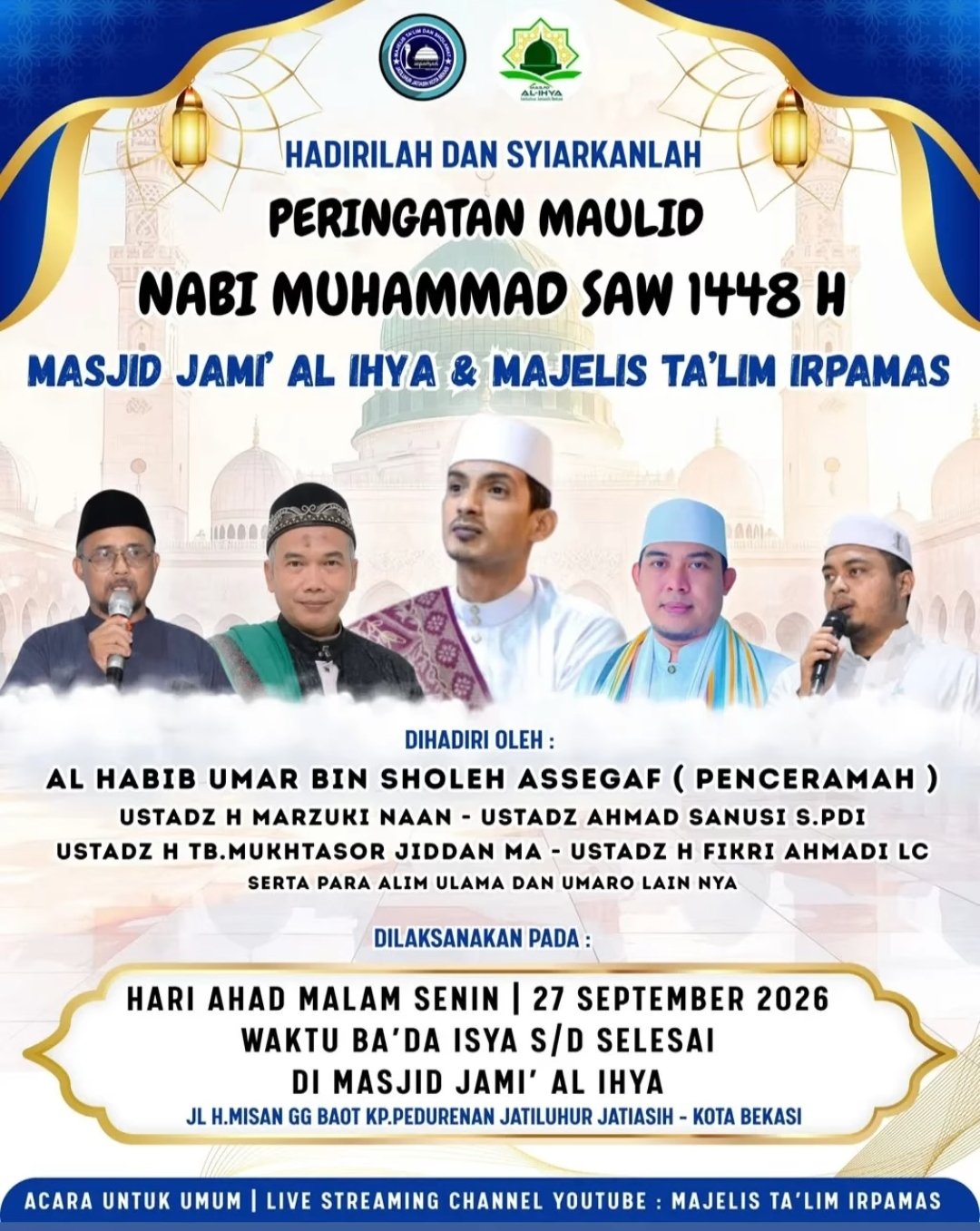 Maulid Nabi SAW 1448 H, Al Habib Umar bin Sholeh Assegaf – Kota Bekasi (27-09-2026)