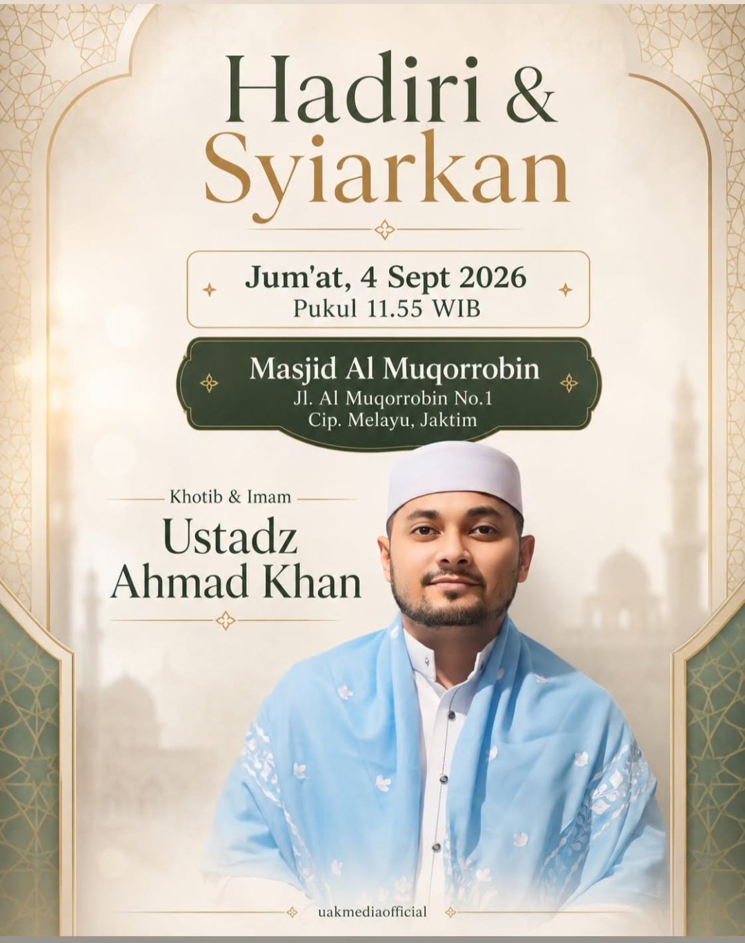 Shalat Jumat, Ustadz Ahmad Khan – Cip. Melayu (04-09-2026)