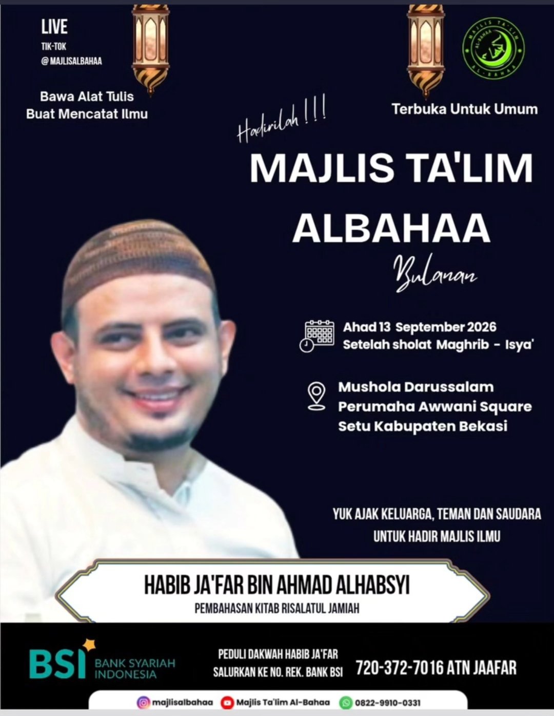 Majlis Talim Albahaa Bulanan, Habib Jafar bin Ahmad Alhabsyi – Kabupaten Bekasi…