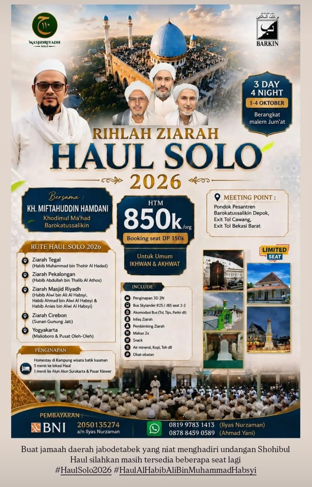 Rihlah Ziarah Haul Solo 2026, KH. Miftahuddin Hamdani – Exit Tol Bekasi Barat (01-10-2026)