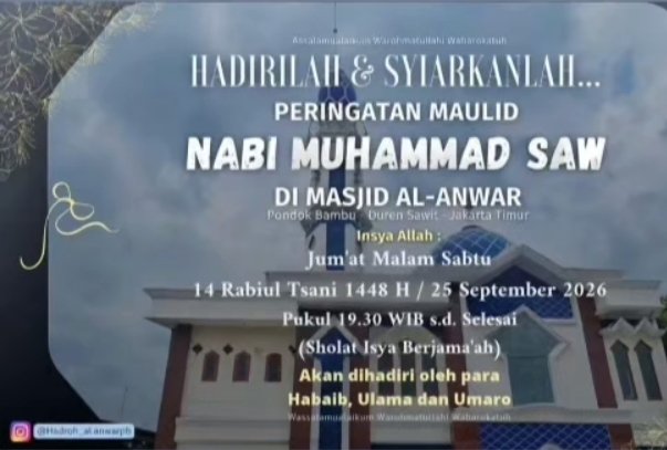 Maulid Nabi SAW – Al-Anwar – Duren Sawit, Jakarta Timur (25-09-2026)