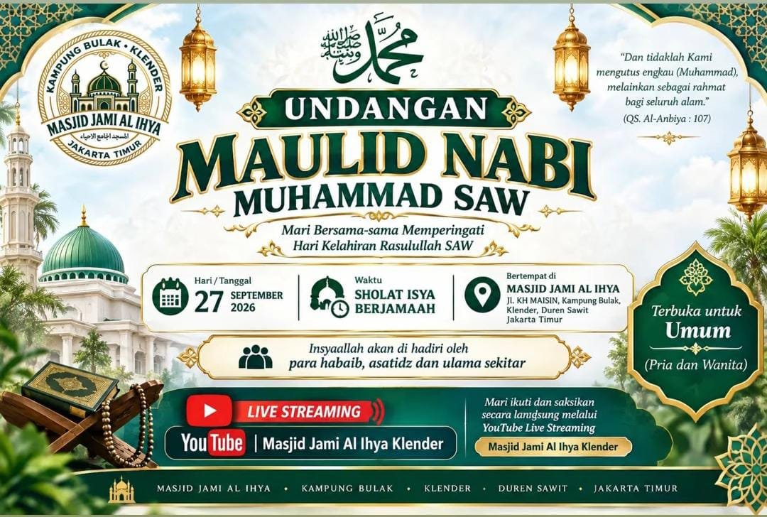 Maulid Nabi SAW – Ihya – Duren Sawit, Jakarta Timur (27-09-2026)