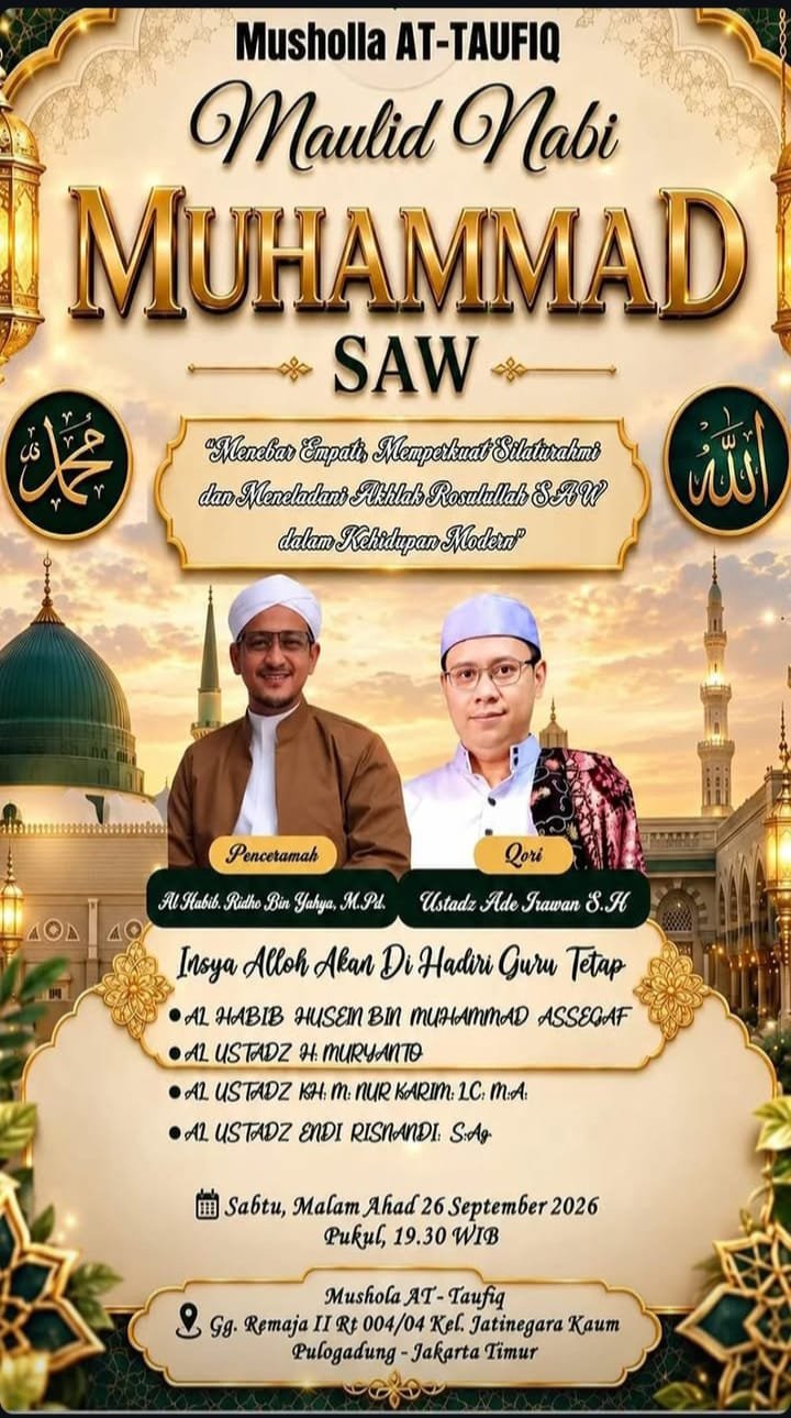 Maulid Nabi SAW, Al Habib Ridho Bin Yahya dkk. – Pulogadung (26-09-2026)