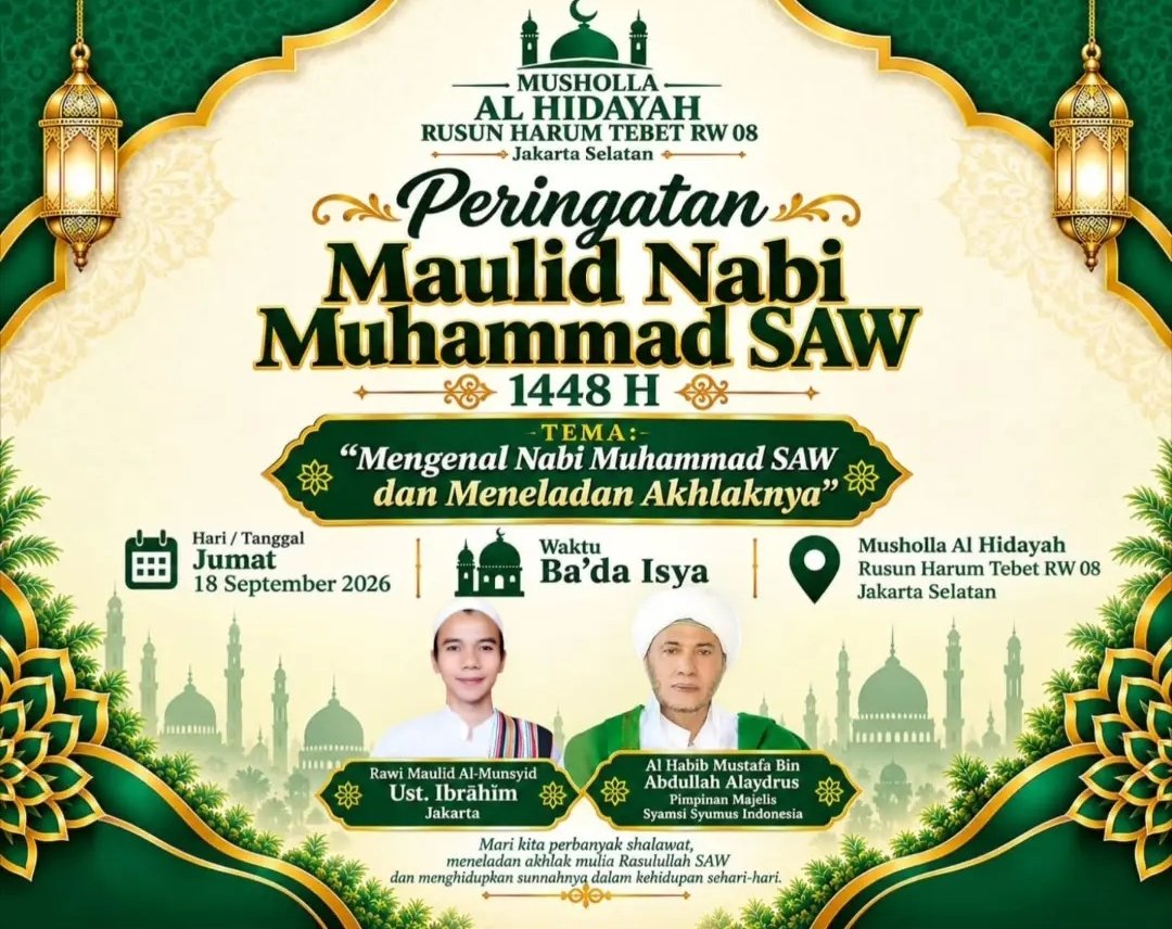 Maulid Nabi SAW 1448 H, Al Habib Mustafa Bin Abdullah Alaydrus – Rusun Harum Tebet RW…